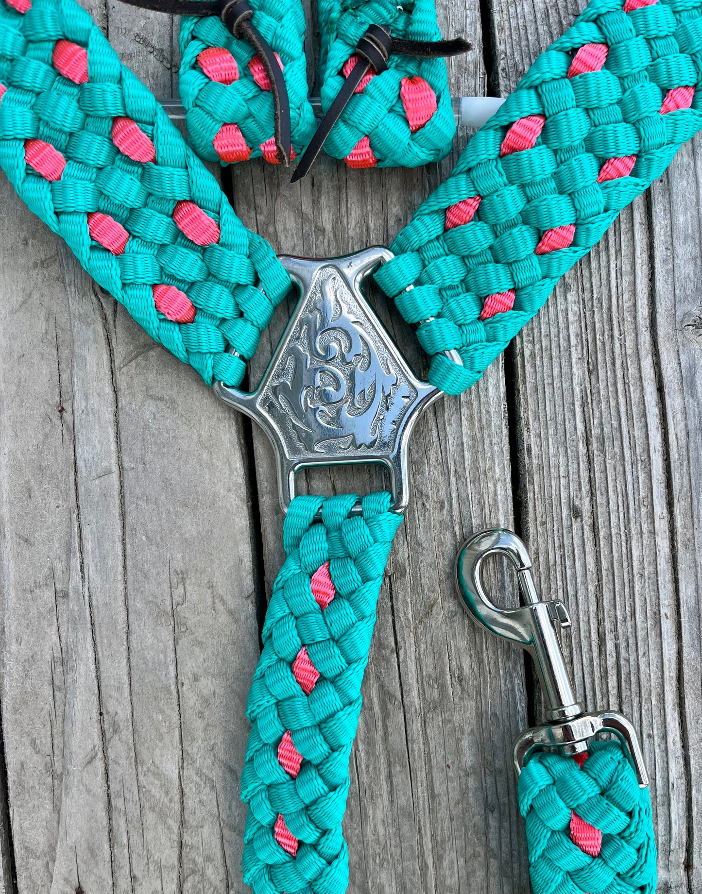 Turquoise with Neon Pink “Buck Stitch” Tack Set