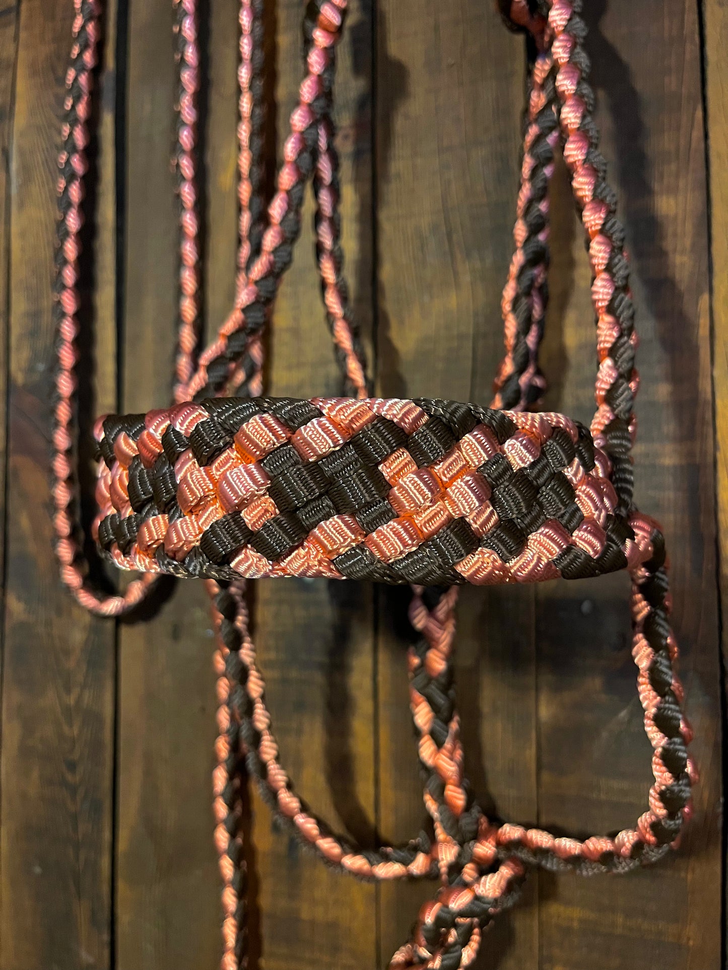 Limited Edition Coral and Brown Mule Tape Horse Halter