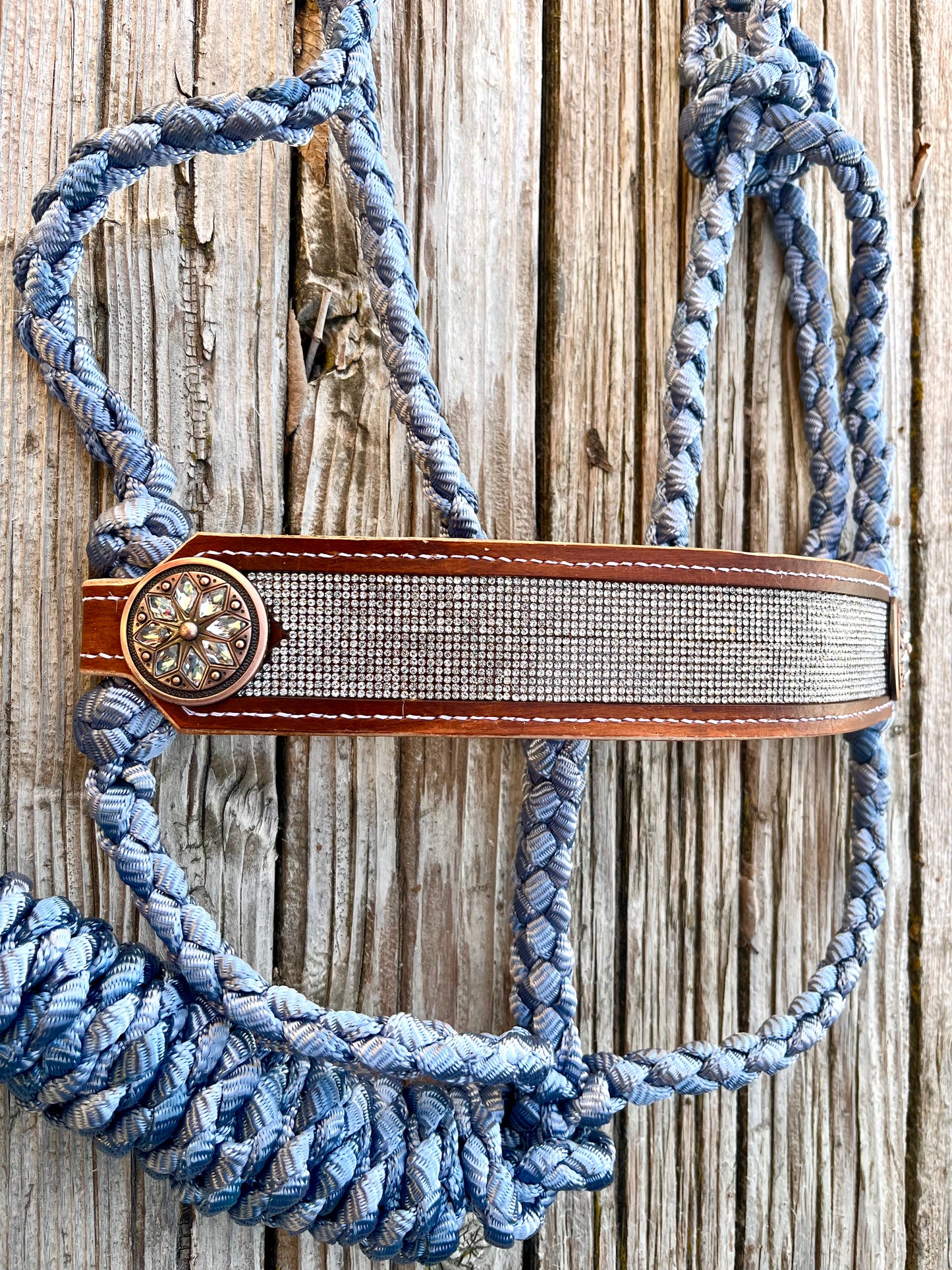 Denim Mule Tape Halter with Rhinestone Bronc Nose Band