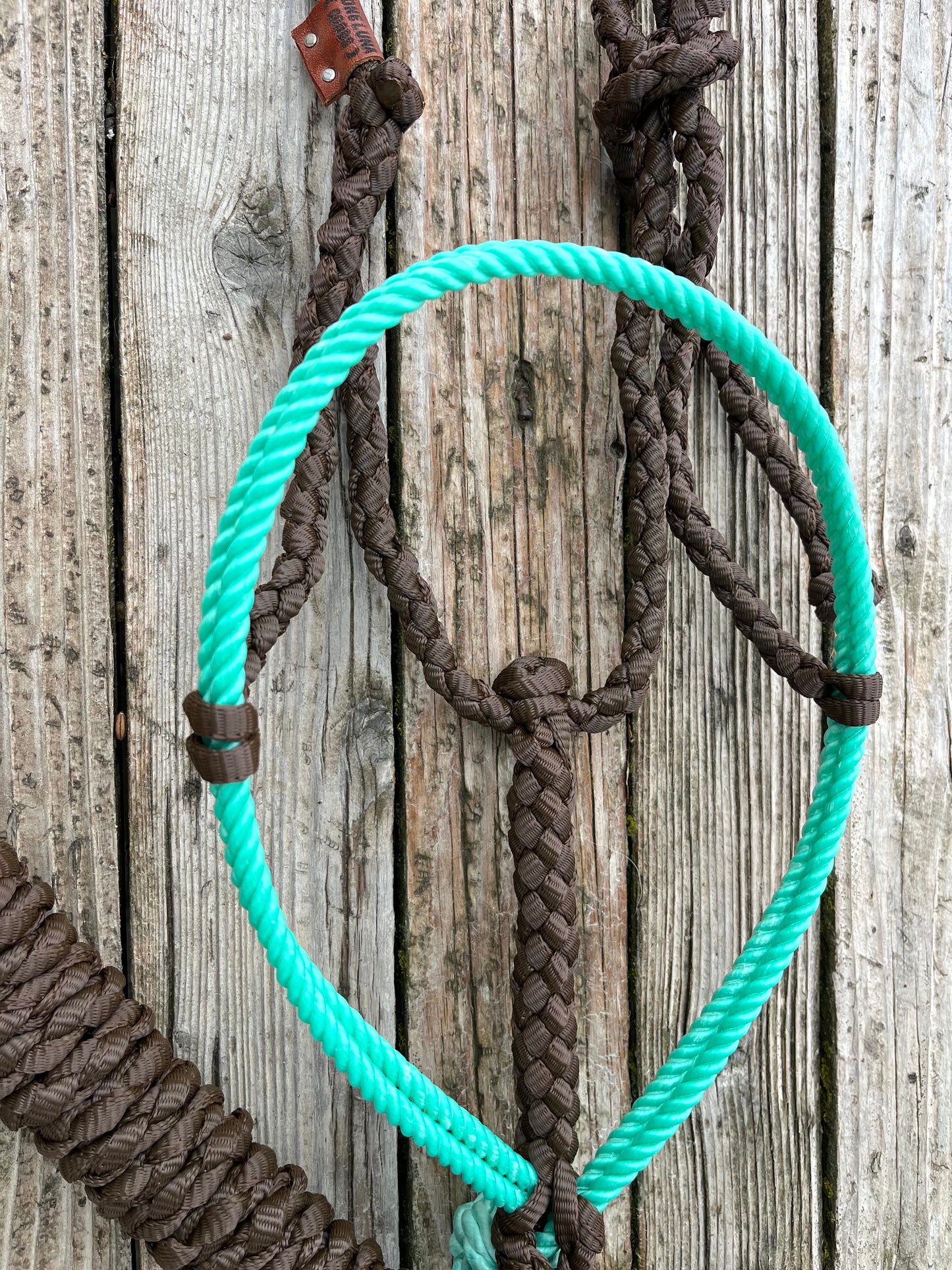 Turquoise & Brown Horse Double Lariat Mule Tape Halter