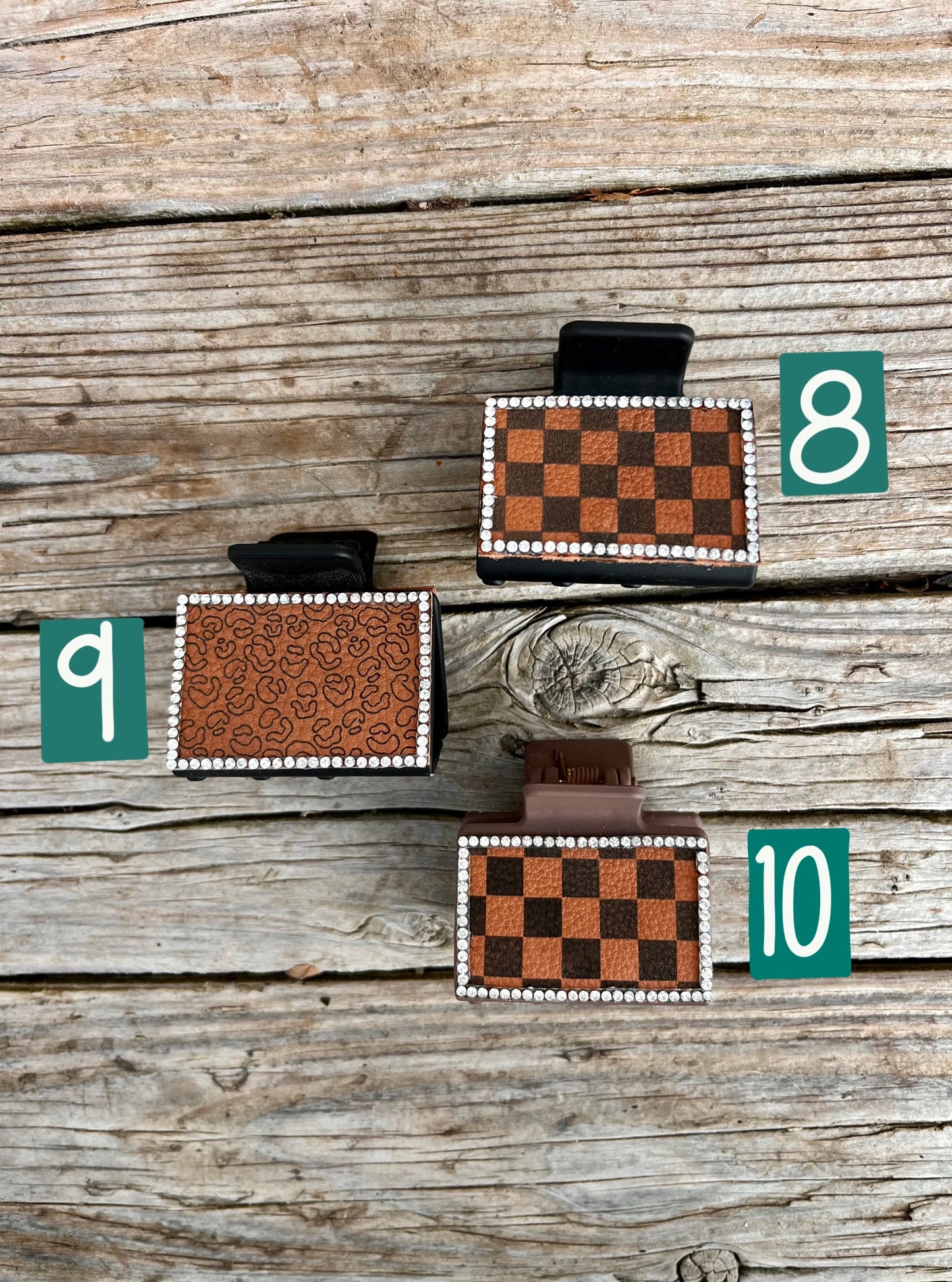 Rhinestone Leather Claw Clips