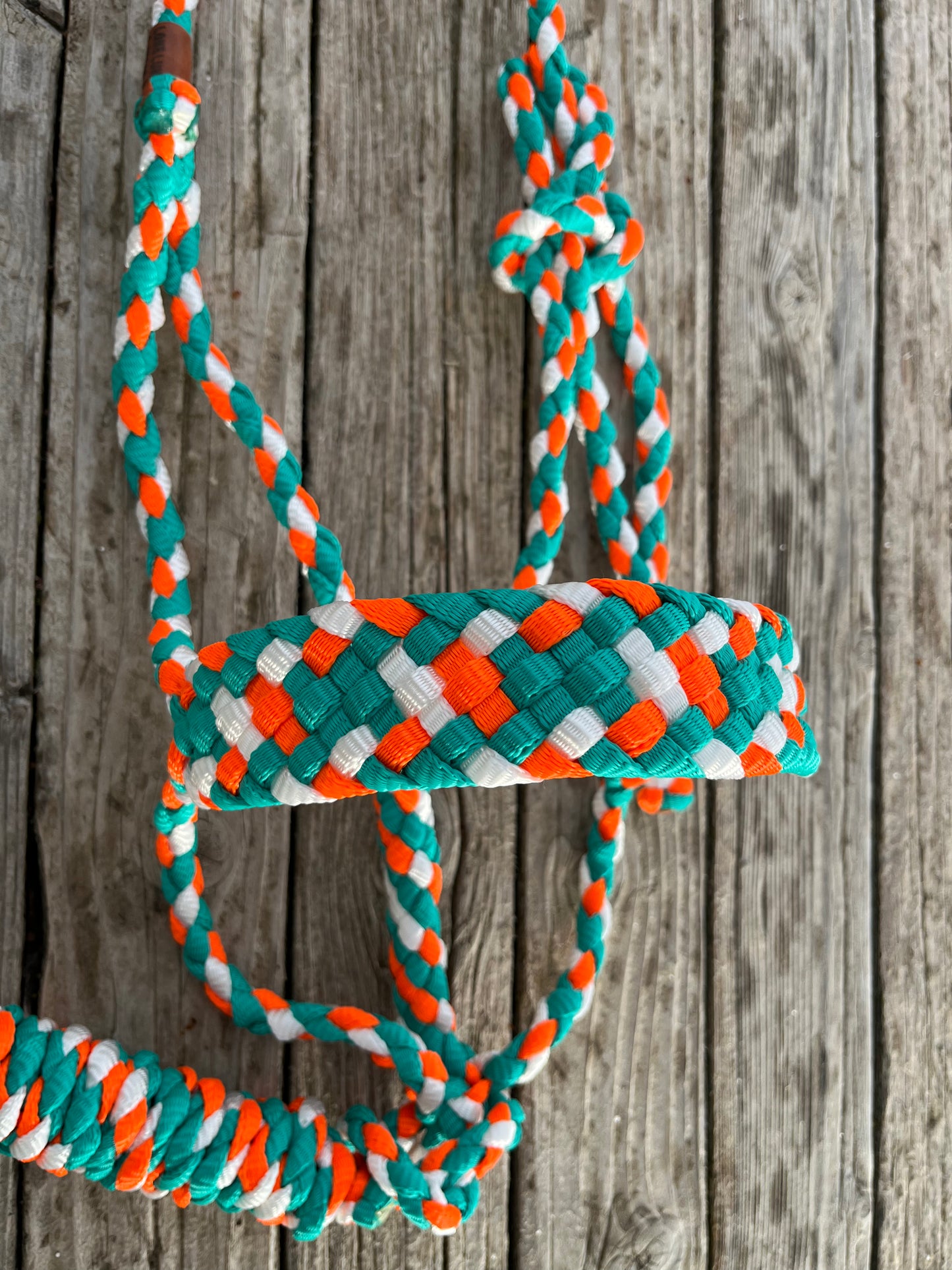 Neon Halter | Turquoise, Neon Orange, and White