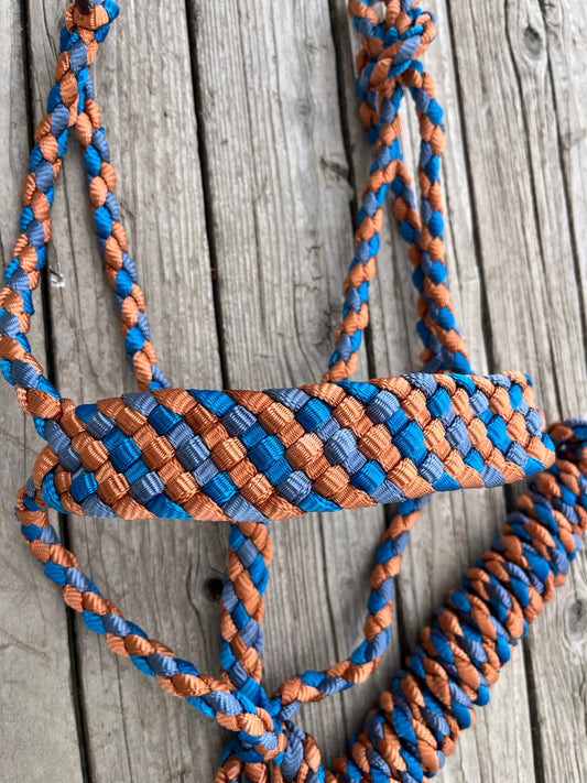 Limited Edition Burnt Orange, Royal Blue & Denim Horse Mule Tape Halter