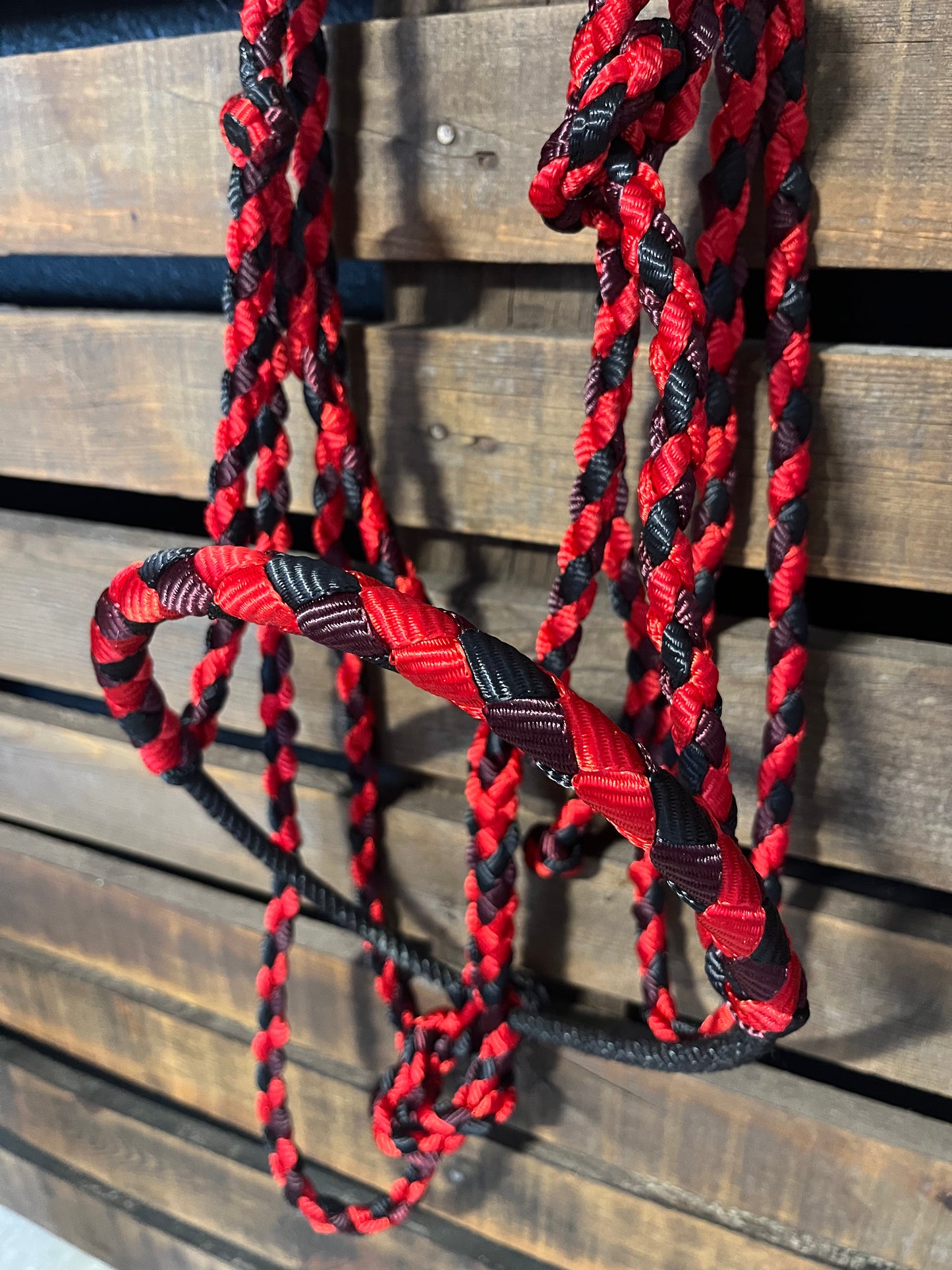 Burgundy, Red & Black Lariat Horse Halter
