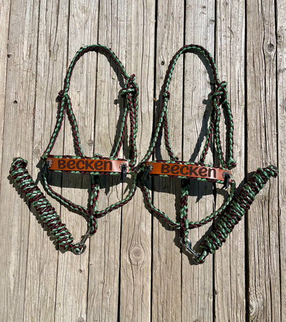 Custom Mule Tape Halter with Conchos