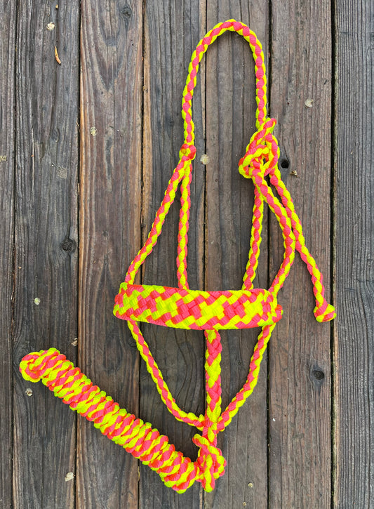 Neon Pink & Neon Yellow Mule Tape Horse Halter