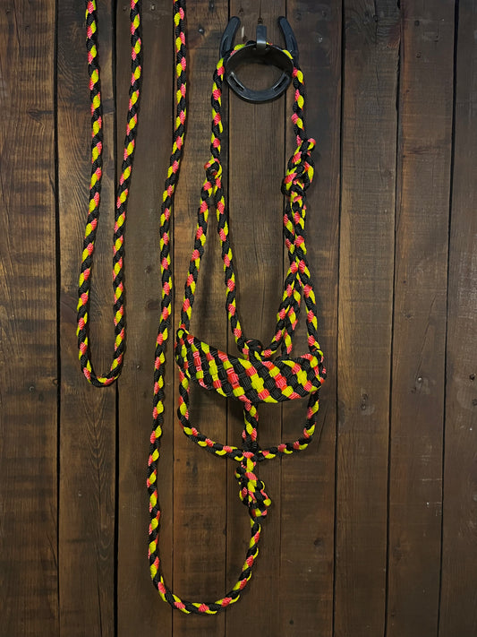 Black, Neon Pink & Neon Yellow Mule Tape Horse Halter