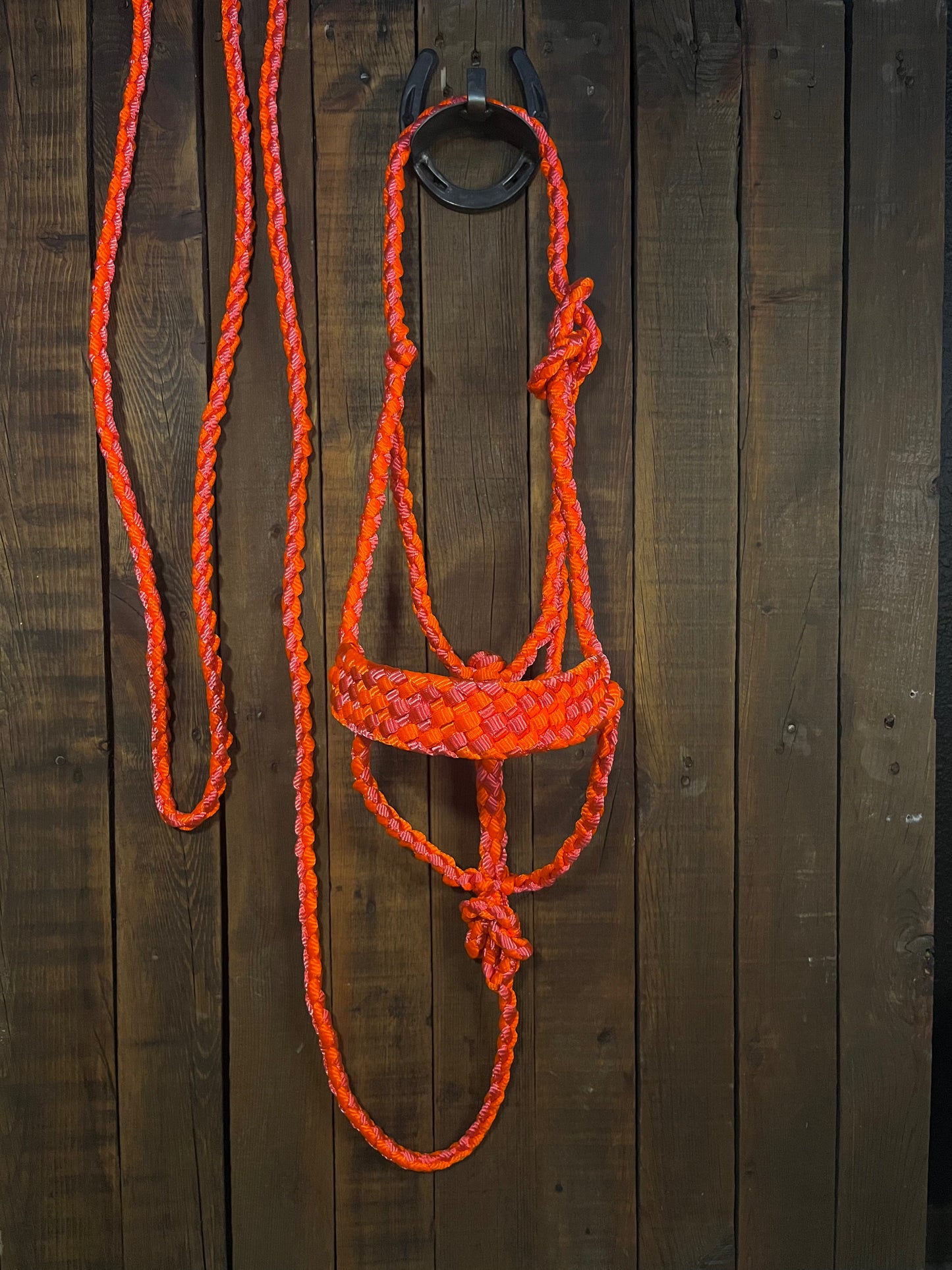 Neon Pink & Neon Orange Mule Tape Horse Halter