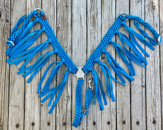 Royal Blue Mule Tape Horse Breast Collar with Fringe