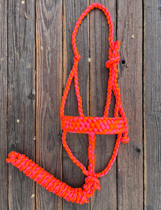 Neon Pink & Neon Orange Mule Tape Horse Halter