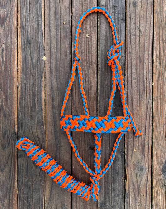 Royal Blue & Neon Orange Mule Tape Horse Halter