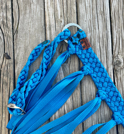 Royal Blue Mule Tape Horse Breast Collar with Fringe