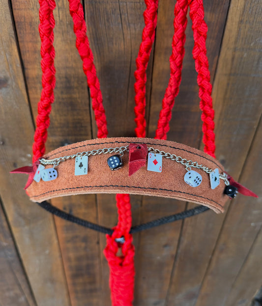 Vegas Theme Charm Horse Halter | Red Mule Tape Halter with Lariat Nose Band