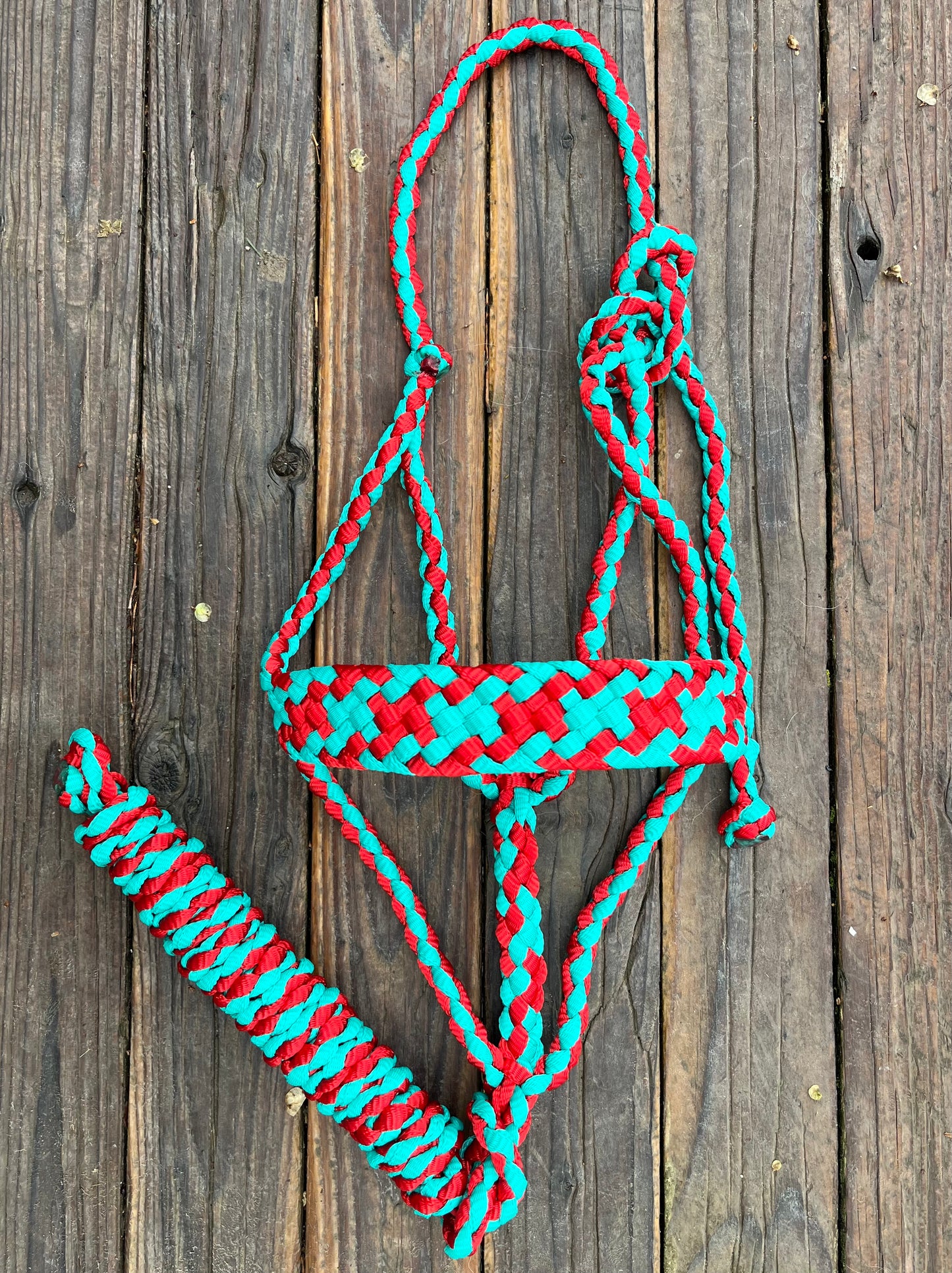 Red & Turquoise Mule Tape Horse Halter