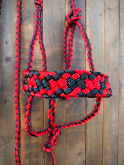 Red and Black Mule Tape Horse Halter
