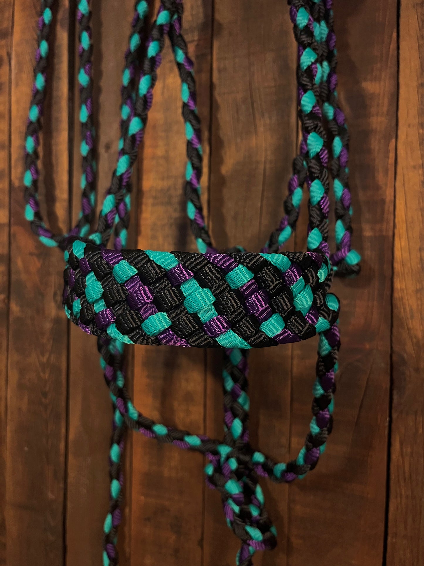 Black, Purple & Turquoise Mule Tape Horse Halter