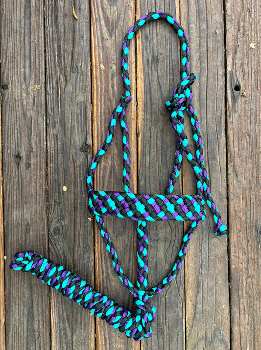 Black, Purple & Turquoise Mule Tape Horse Halter