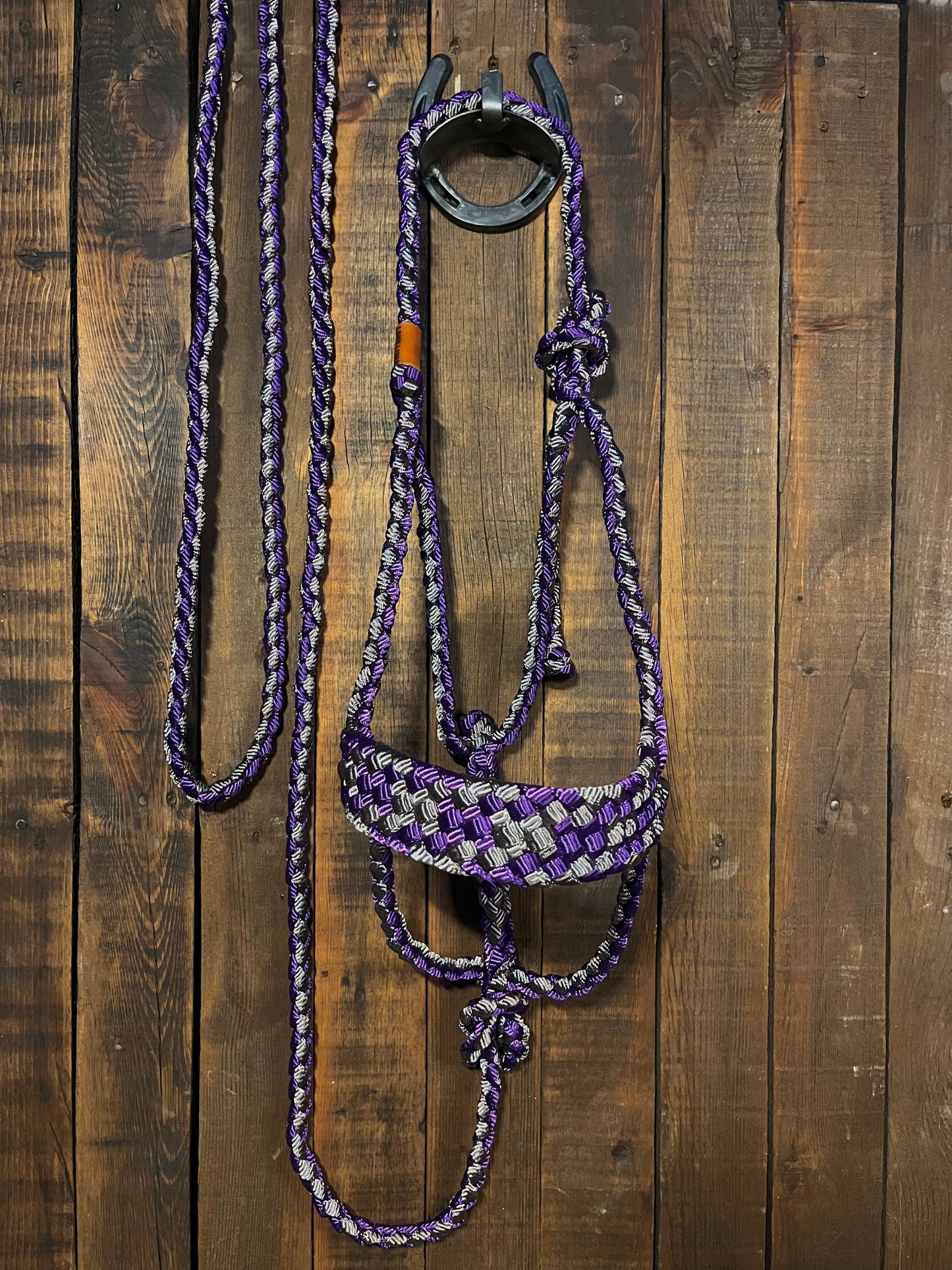 Purple and Grey-Mauve Mule Tape Horse Halter