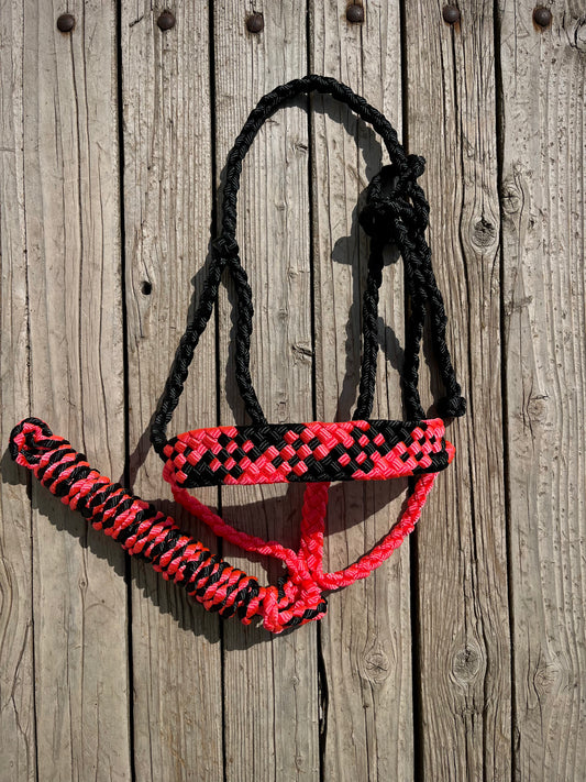 Black & Neon Pink Mule Tape Halter