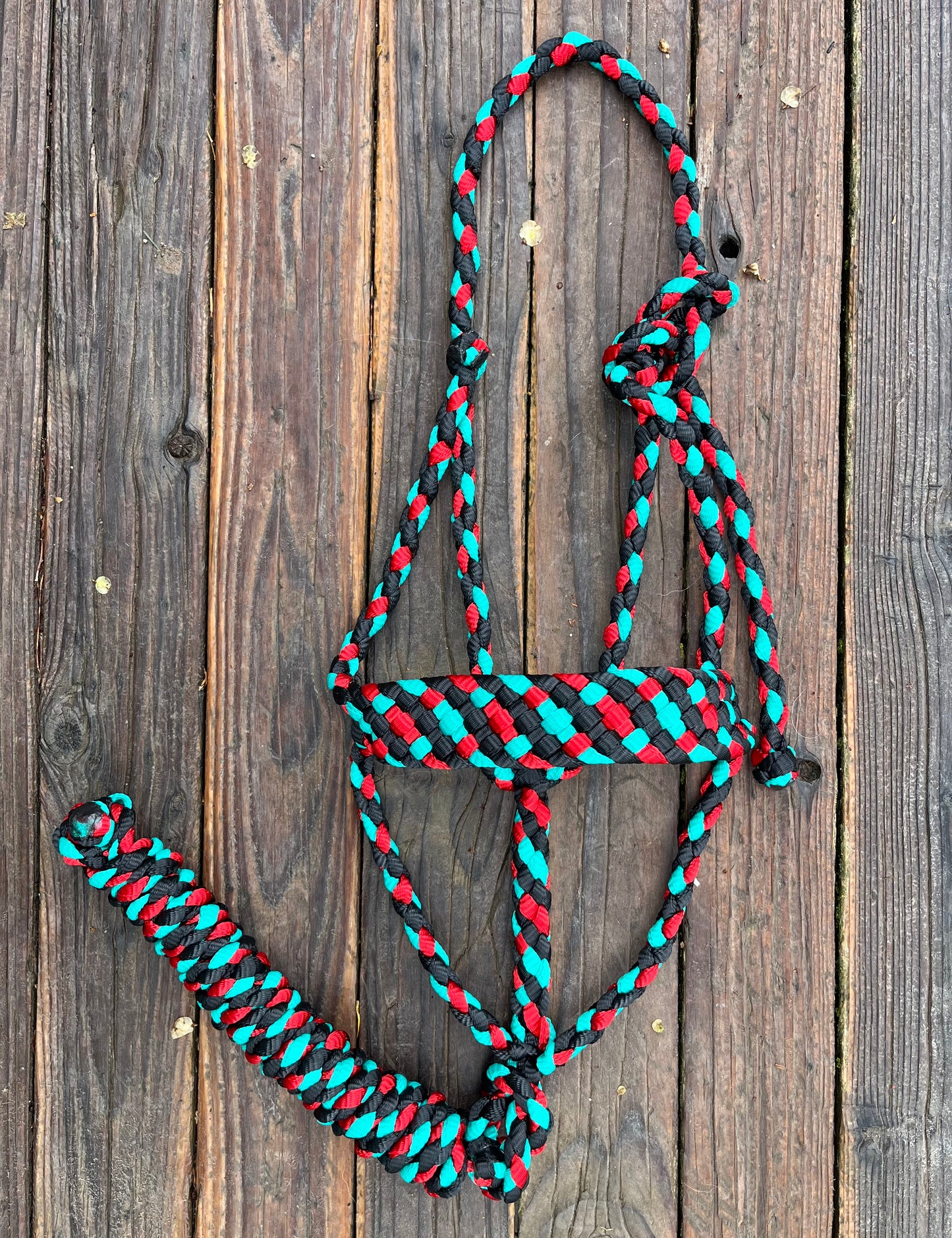Black, Red & Turquoise Mule Tape Horse Halter