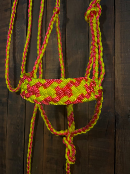 Neon Pink & Neon Yellow Mule Tape Horse Halter
