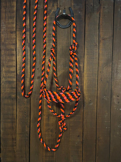 Black, Neon Pink & Neon Orange Mule Tape Horse Halter