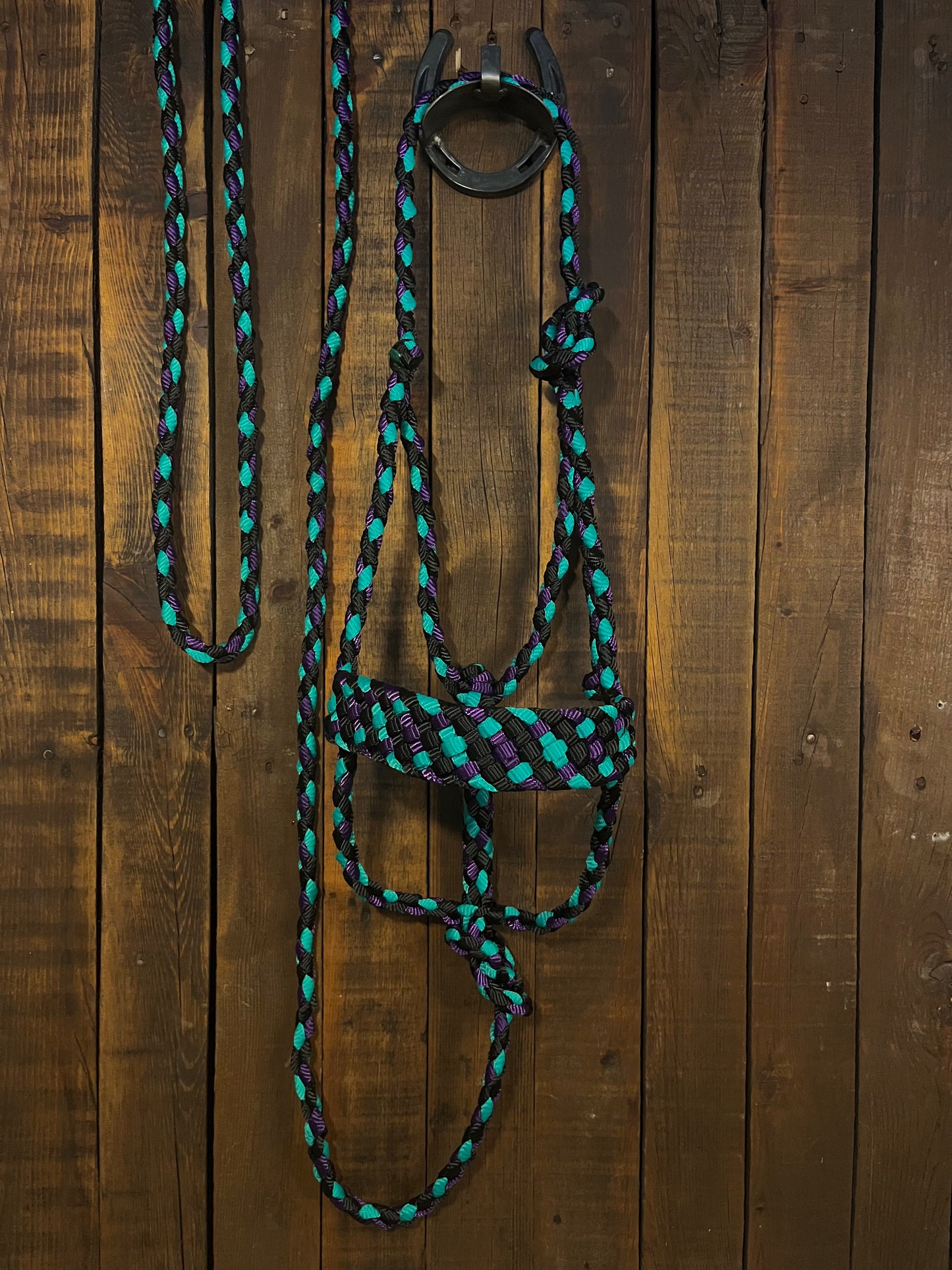 Black, Purple & Turquoise Mule Tape Horse Halter