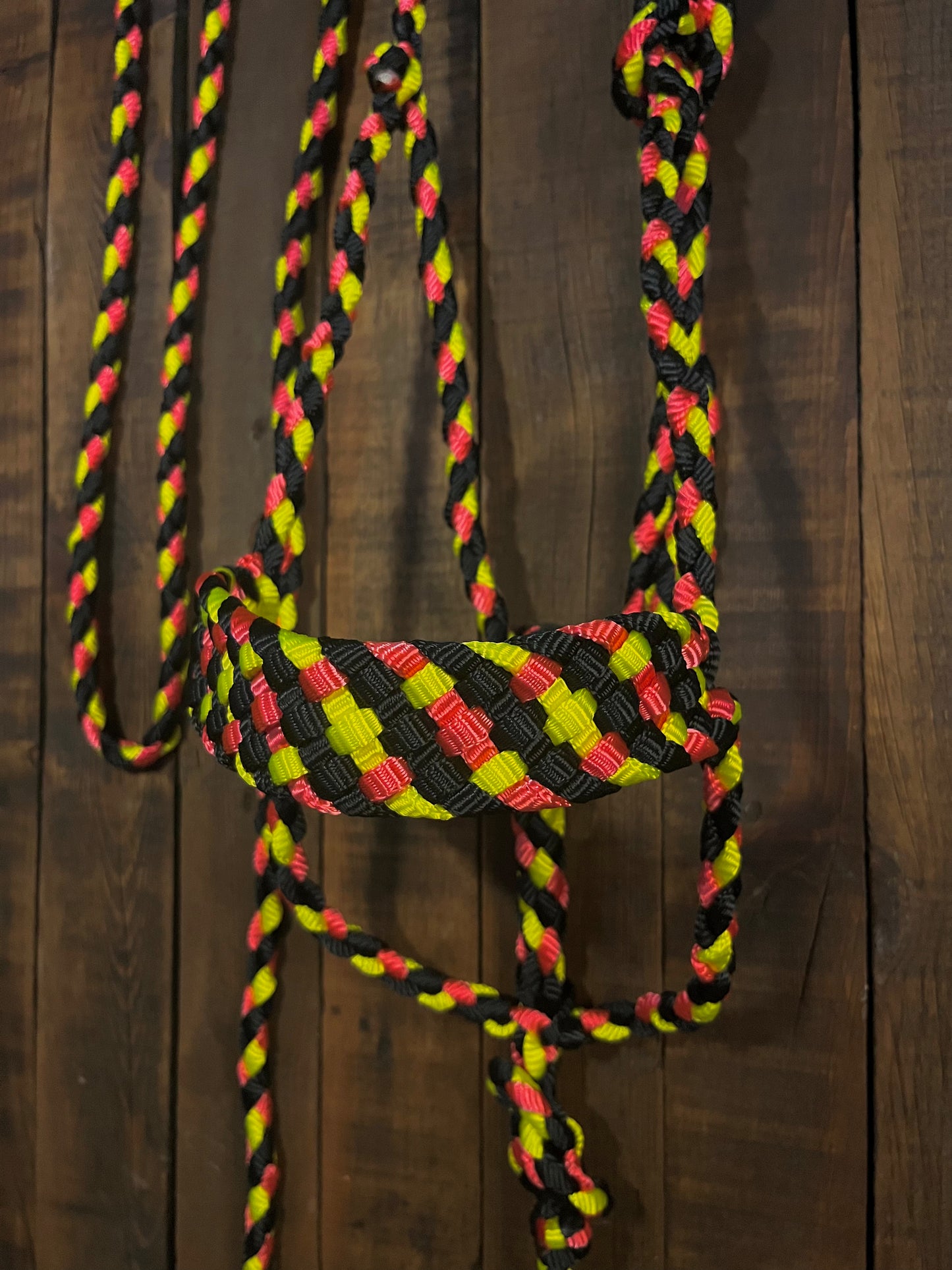 Black, Neon Pink & Neon Yellow Mule Tape Horse Halter