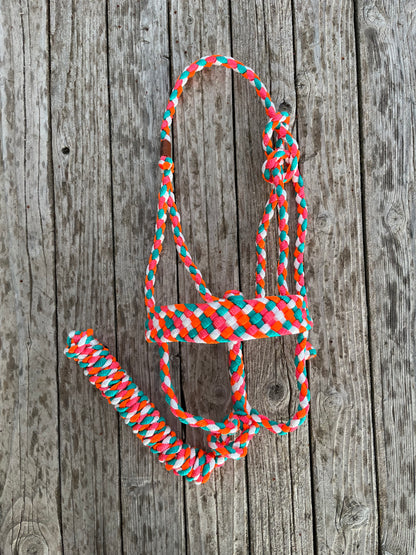 Neon Mule Tape Halter | Turquoise, Neon Orange, Neon Pink, and White