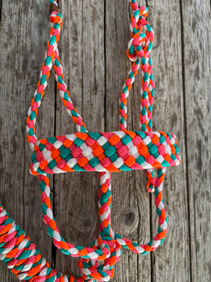 Neon Mule Tape Halter | Turquoise, Neon Orange, Neon Pink, and White