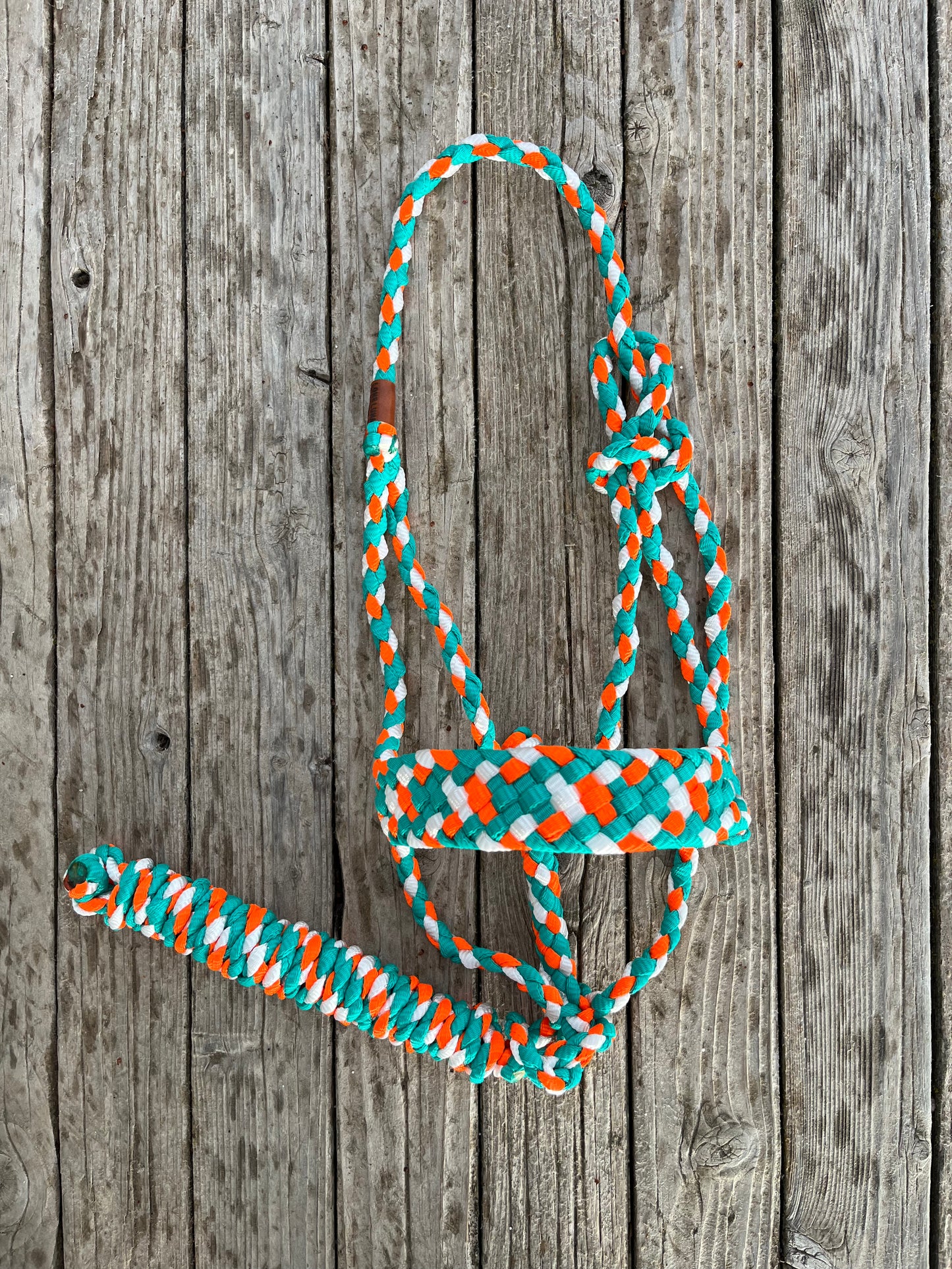 Neon Halter | Turquoise, Neon Orange, and White