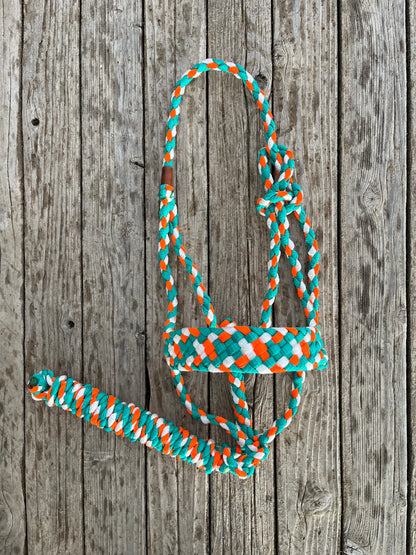 Neon Halter | Turquoise, Neon Orange, and White
