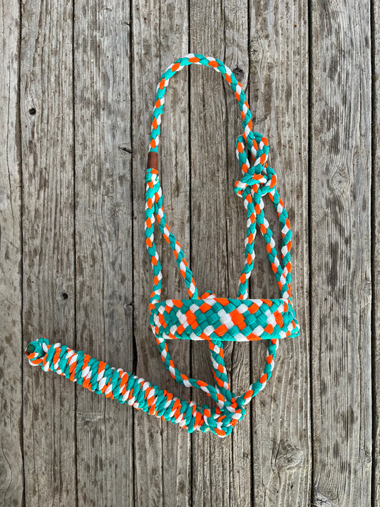 Neon Halter | Turquoise, Neon Orange, and White
