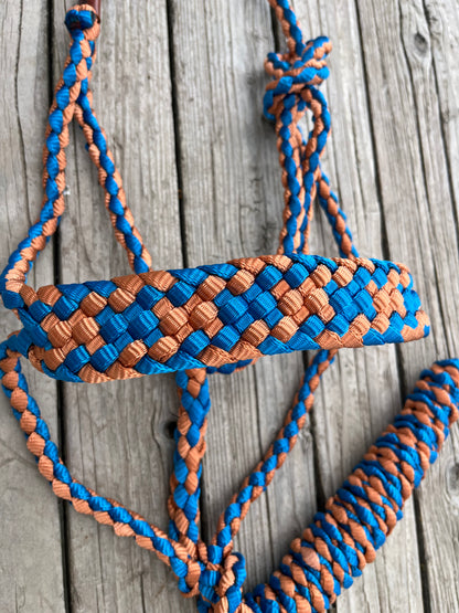 Limited Edition Burnt Orange & Royal Blue Horse Mule Tape Halter