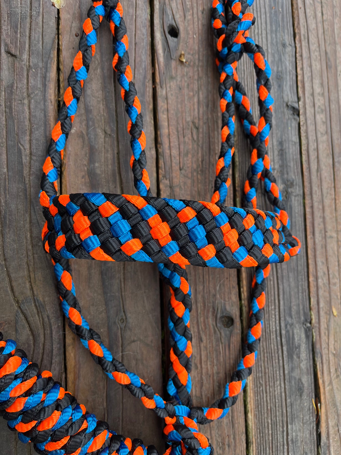 Black, Royal Blue & Neon Orange Mule Tape Horse Halter