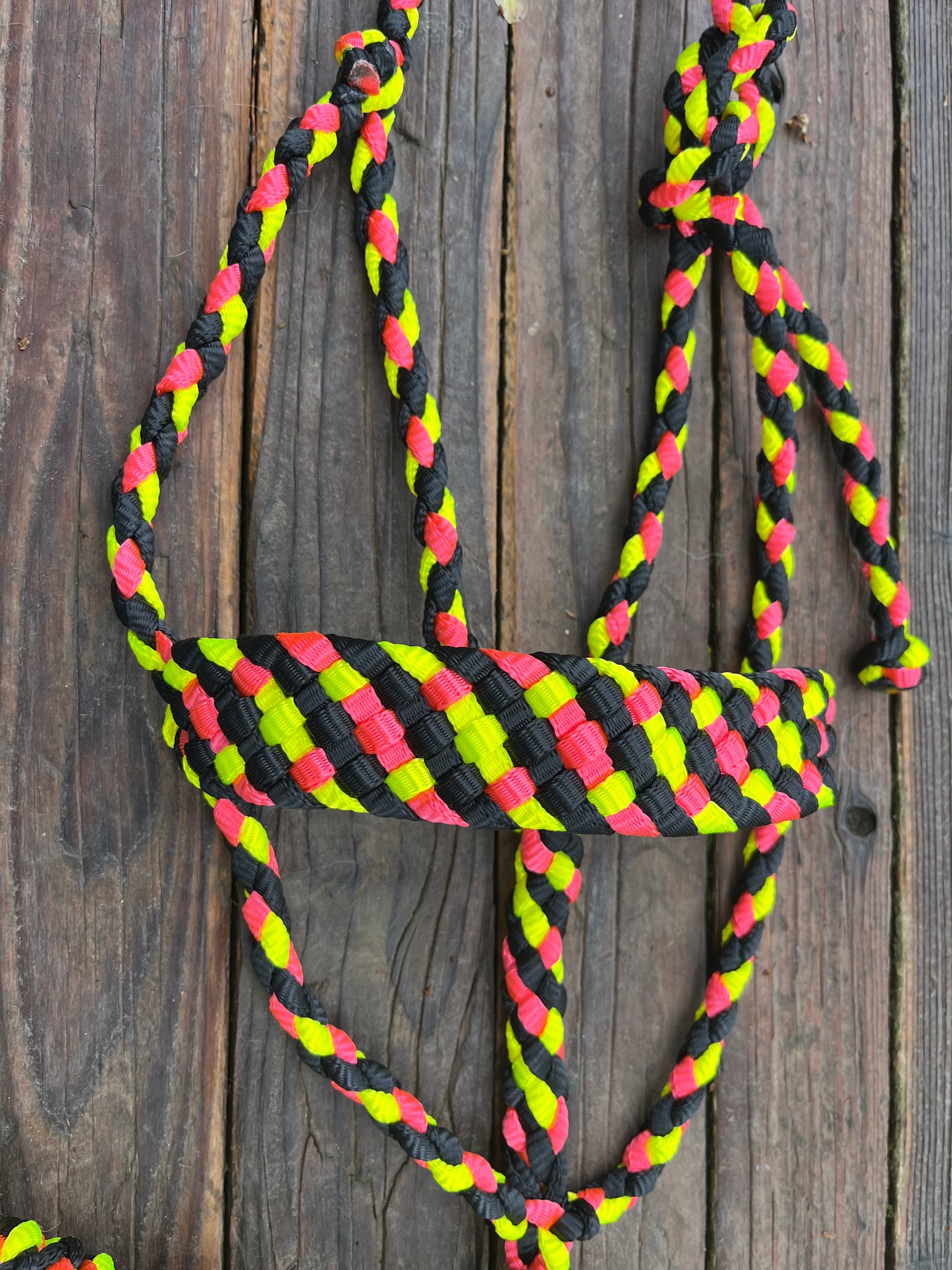 Black, Neon Pink & Neon Yellow Mule Tape Horse Halter