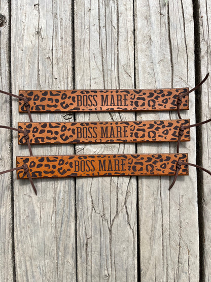 Cheetah Print Leather Nose Band for Mule Tape Halters (HALTER NOT INCLUDED) | Sizes Mini - Draft