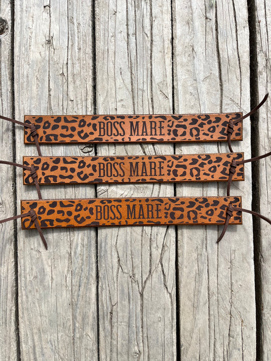 Cheetah Print Leather Nose Band for Mule Tape Halters (HALTER NOT INCLUDED) | Sizes Mini - Draft