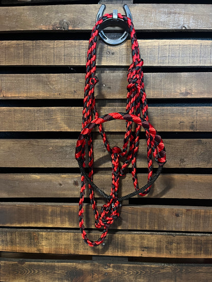 Burgundy, Red & Black Lariat Horse Halter