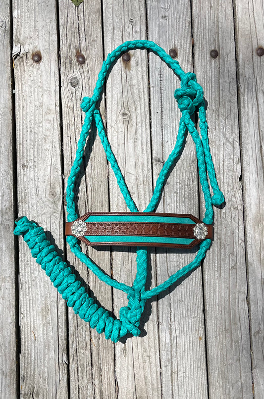 Turquoise Suede Mule Tape Halter